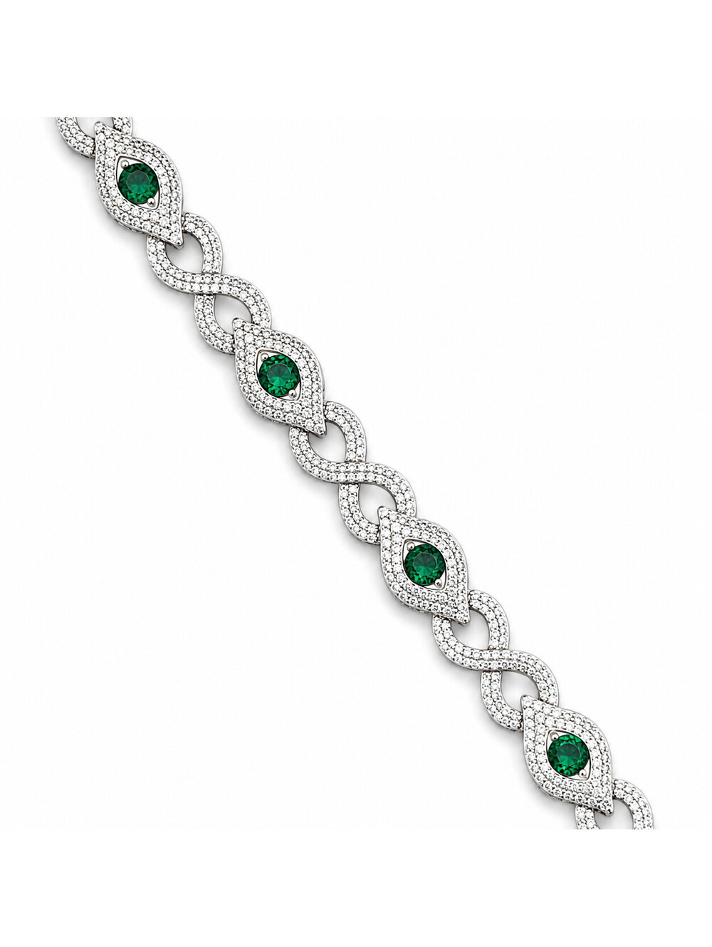 10.89Ct Green Moissanite Infinity Link Bracelet 925 Silver
